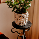 White Basketweave Planter