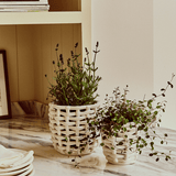 White Basketweave Planter