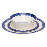 Blue Scallop Dinnerware Set with cereal bowl