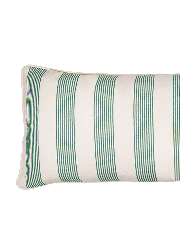 Park Green Stripe Large Lumbar Cushion Late Afternoon