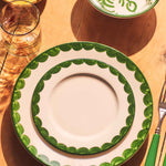 Late Afternoon Green Knife and Fork Set Green Scallop Plates