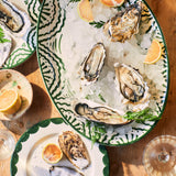 Late Afternoon Green Scallop side plate with oval platter