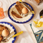 Late Afternoon Scallop Side Plate With Yellow Cutlery
