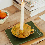White Speckled Palmatorio Candleholder Late Afternoon