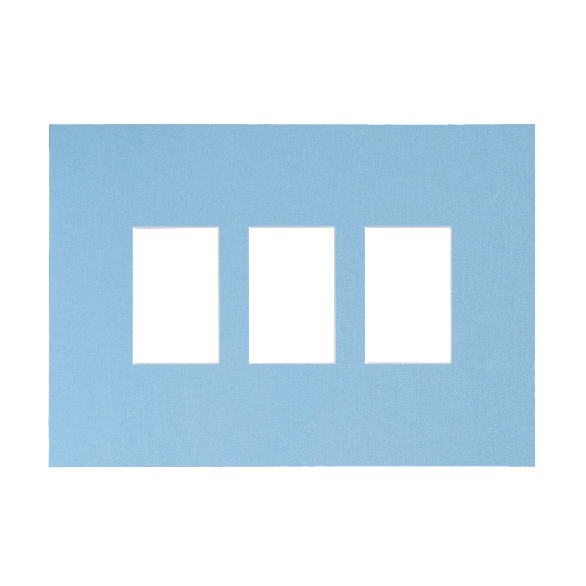 A light blue rectangular frame with three rectangular cutouts in the center, shown on a plain white background.