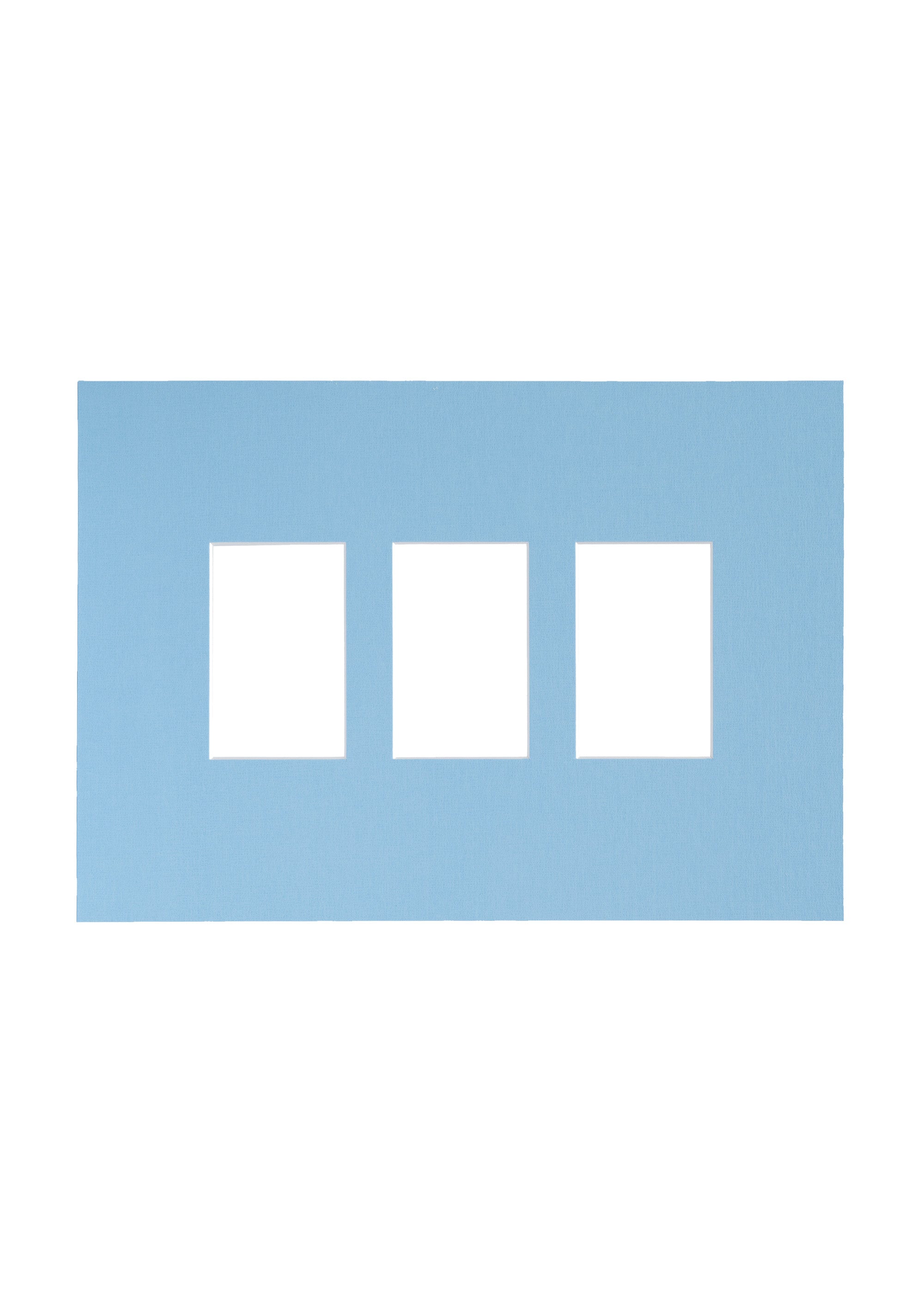 A light blue rectangular frame with three rectangular cutouts in the center, shown on a plain white background.