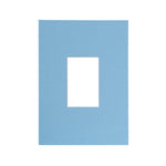 A light blue rectangular mat or frame with a centered white square cutout, shown on a plain white background.