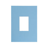 A light blue rectangular mat or frame with a centered white square cutout, shown on a plain white background.