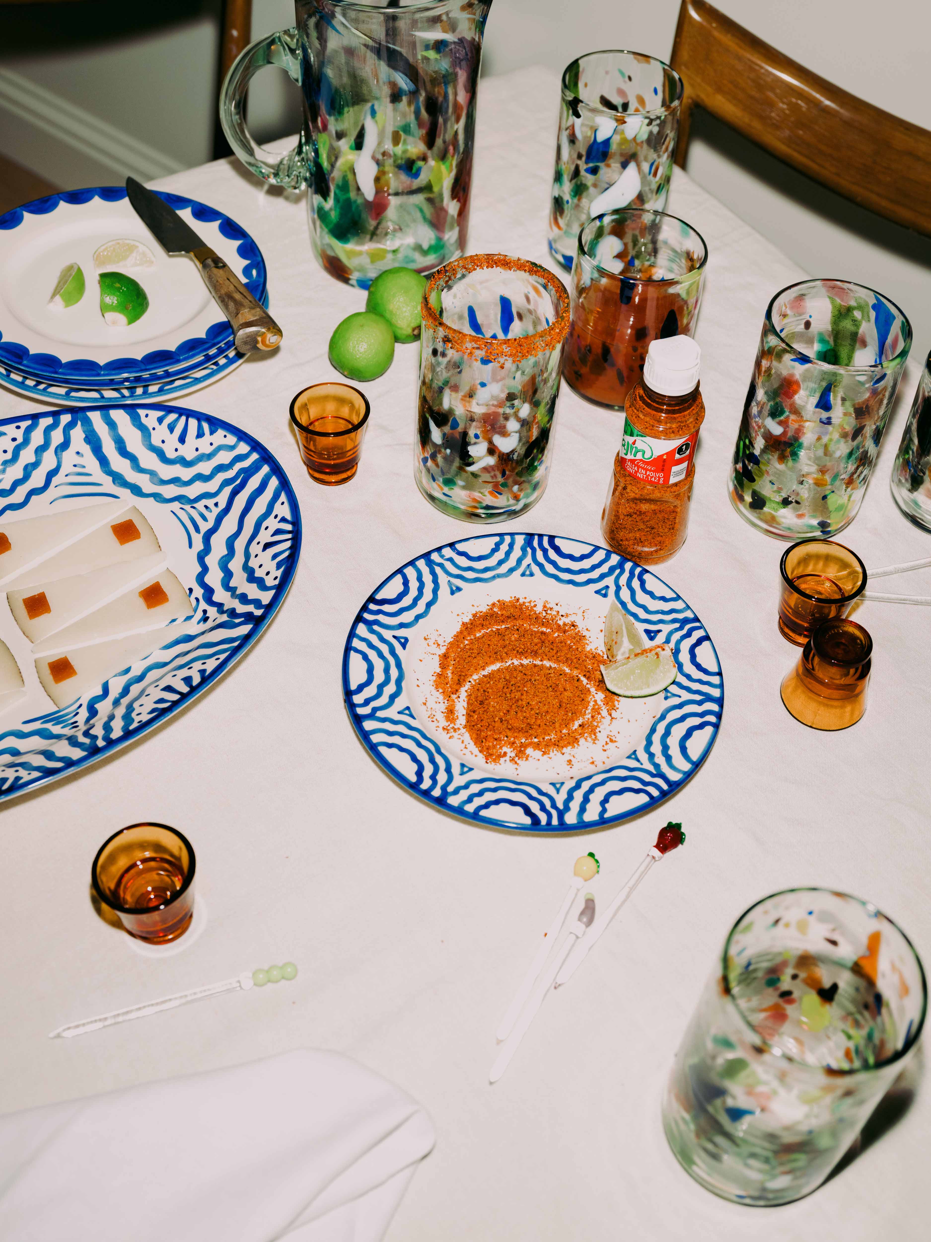 Late Afternoon Blue Serving plate with Margaritas
