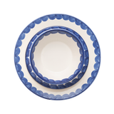 Blue Scallop Dinnerware Set with cereal bowl