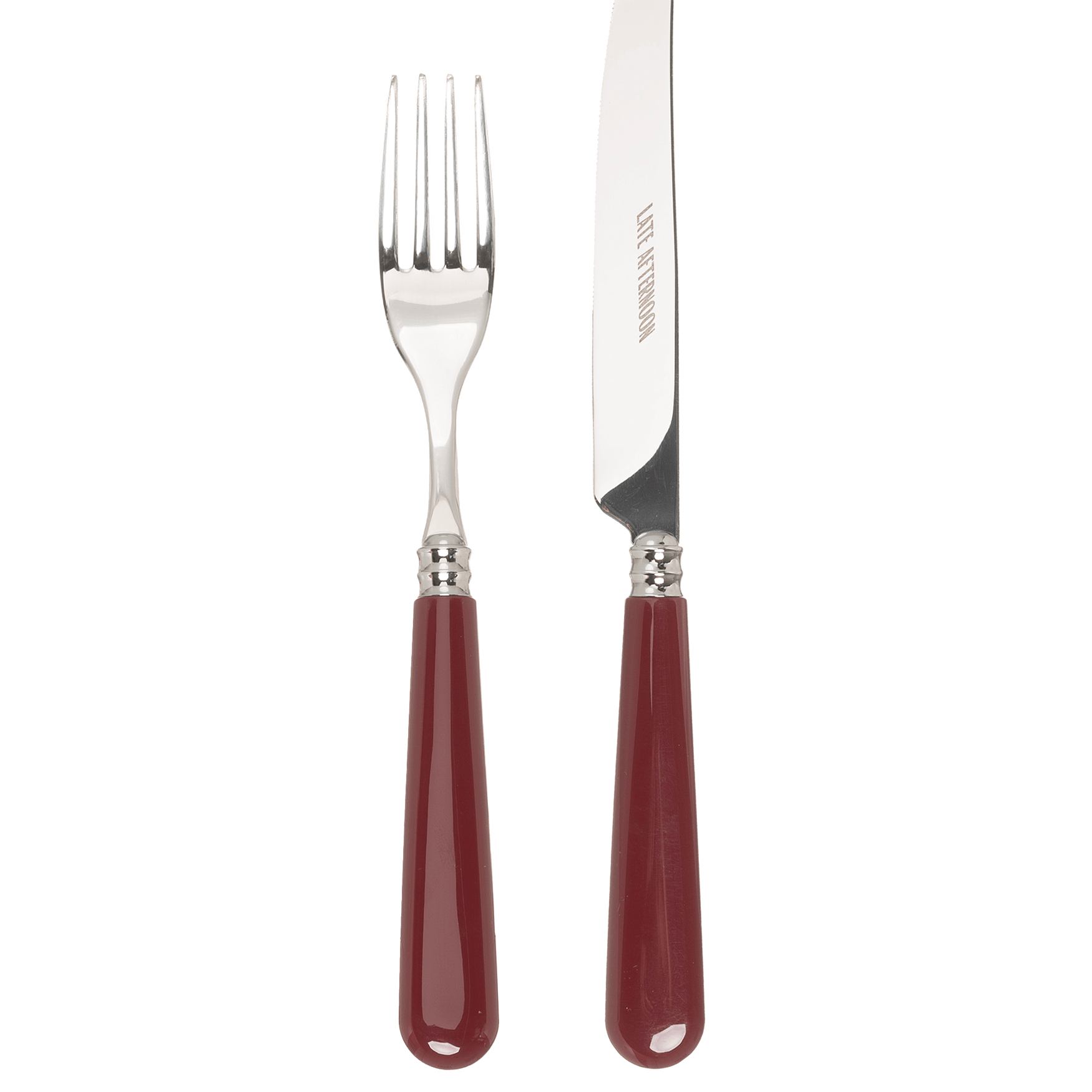 Late Afternoon Burgundy Knife and Fork Set