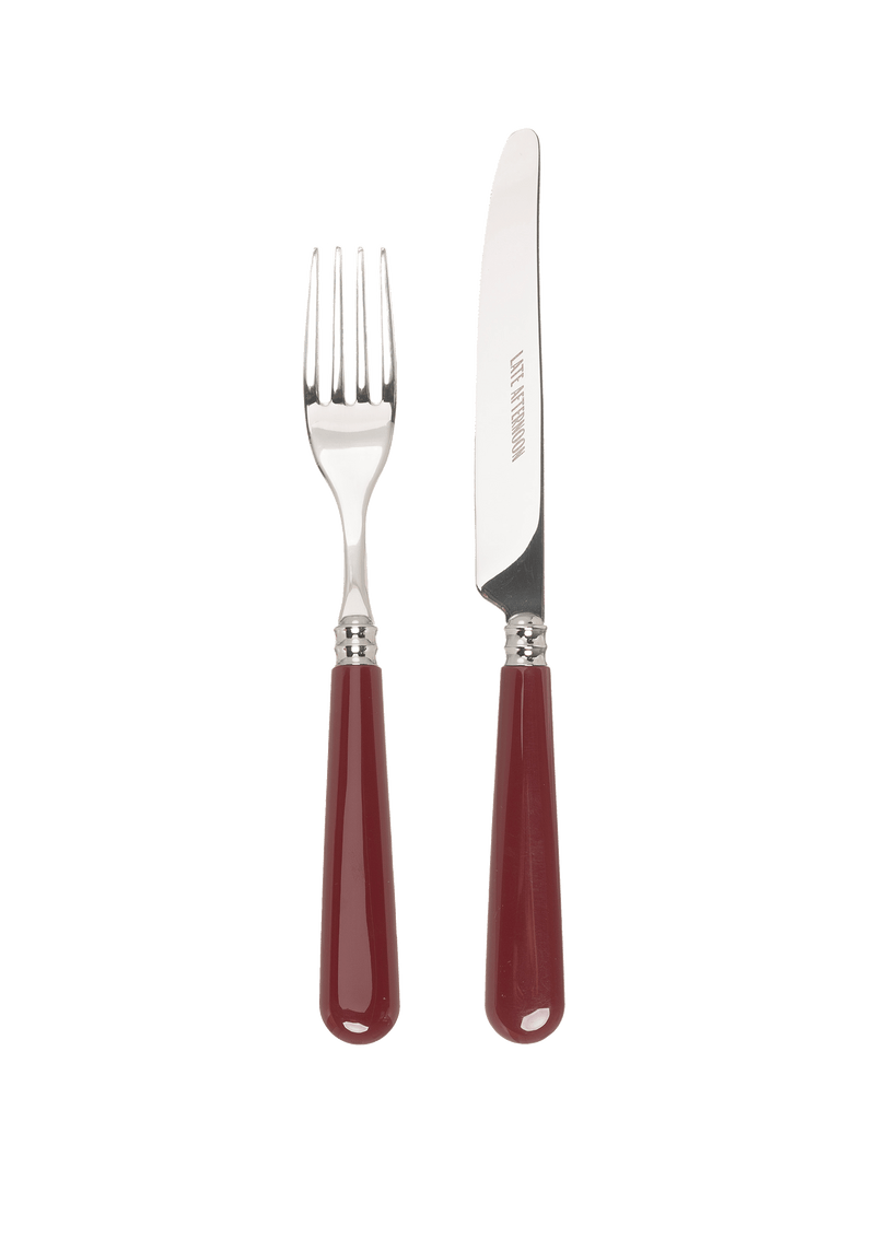 Late Afternoon Burgundy Knife and Fork Set