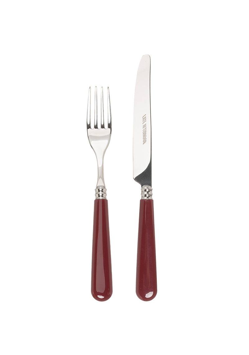 Burgundy Knife and Fork Set