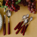 Burgundy Spoons and cutlery set