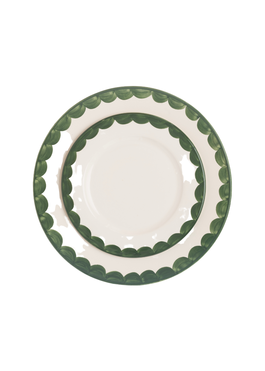 Late Afternoon Green Scallop Plate Set