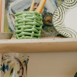 Small Apple Green Basketweave Planter