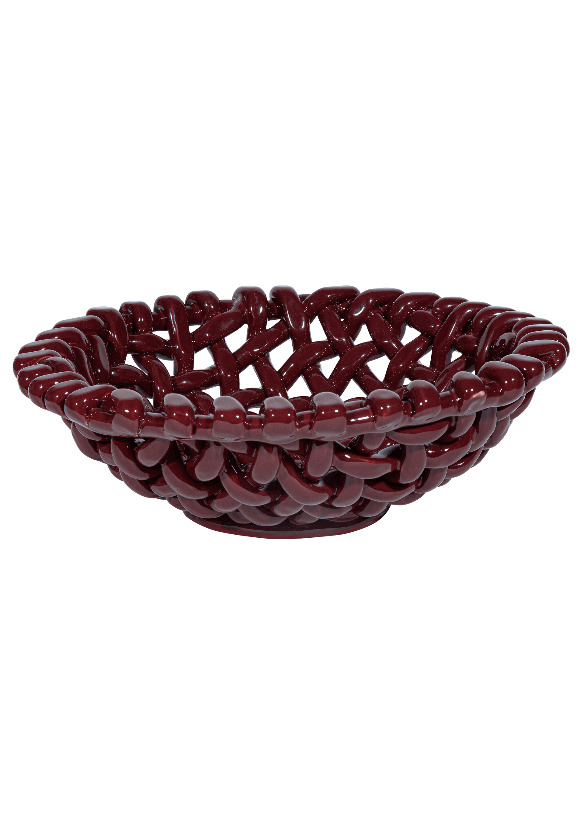 Large Burgundy Basketweave Bowl