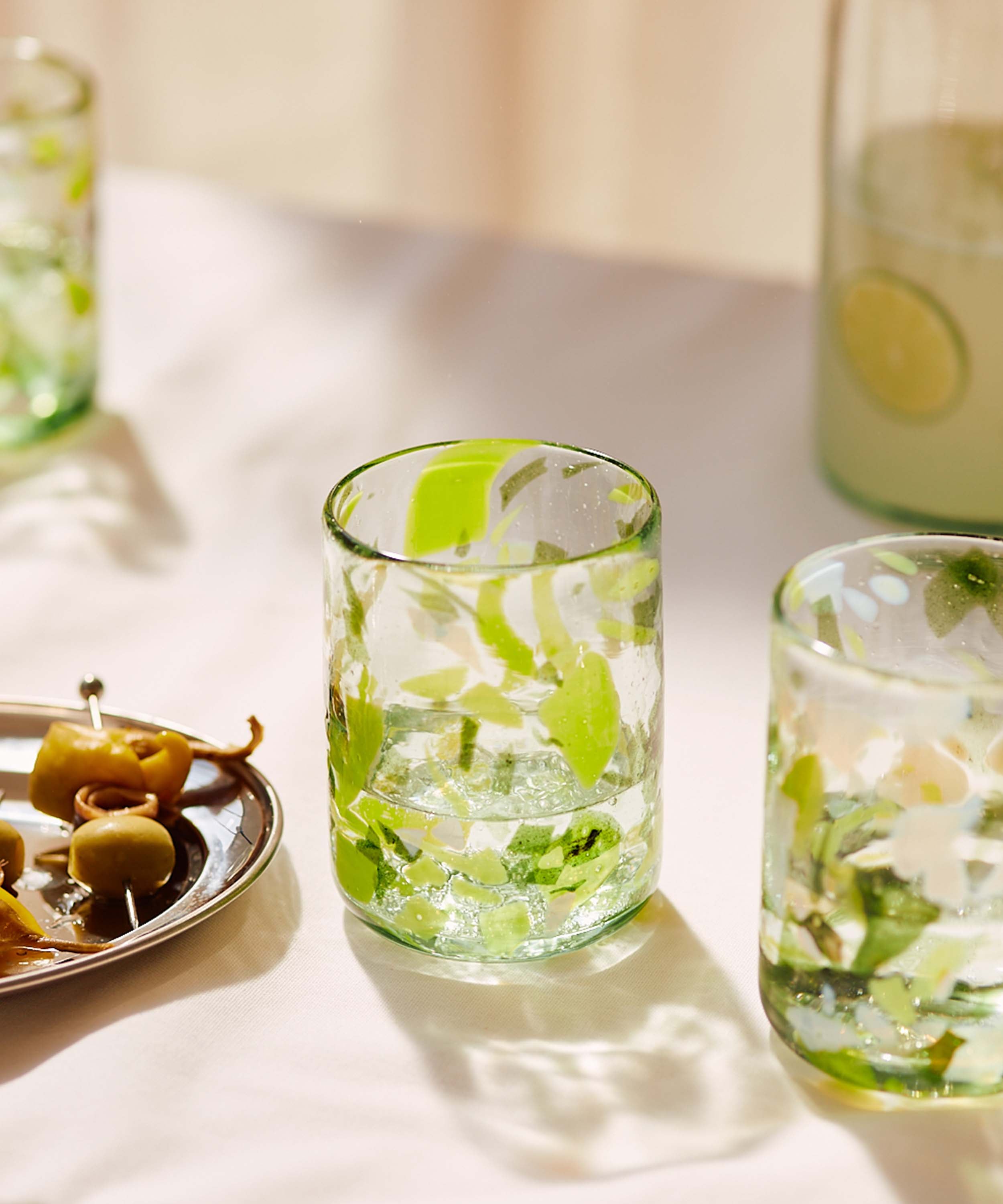 Late Afternoon Green Jardin Glass Tumbler