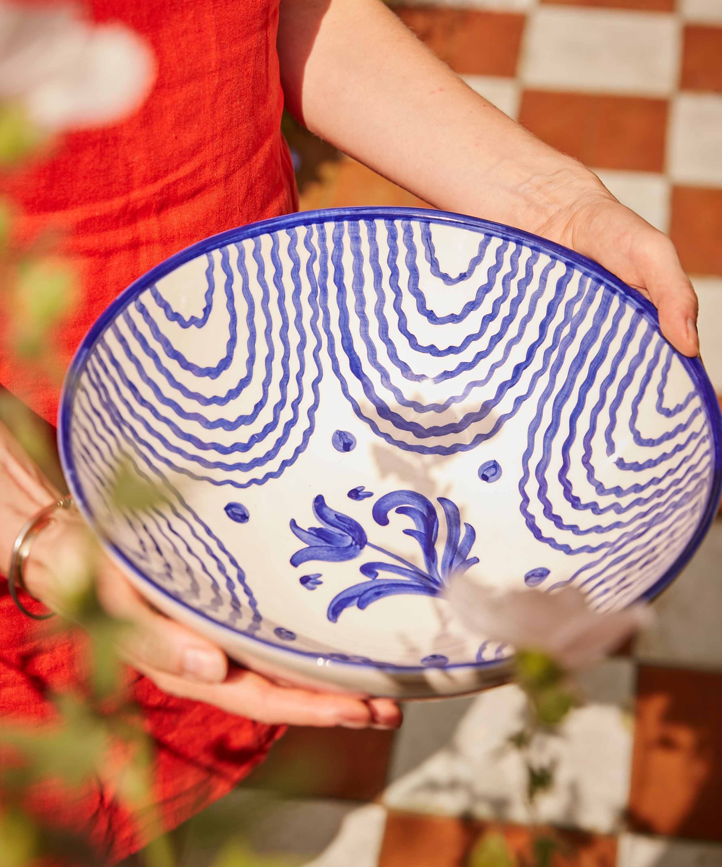 Late Afternoon Large Blue Serving Bowl