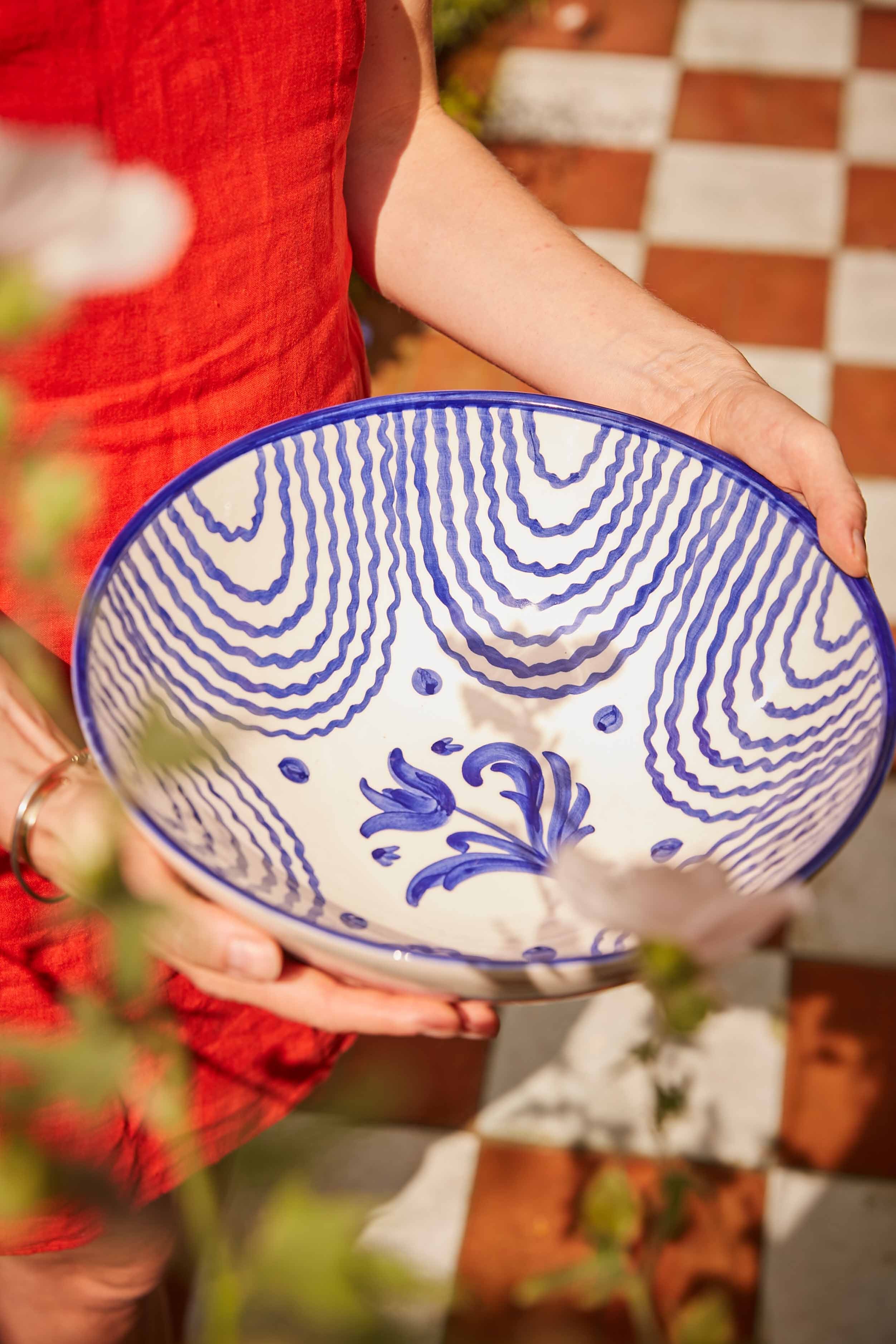 Late Afternoon Large Blue Serving Bowl