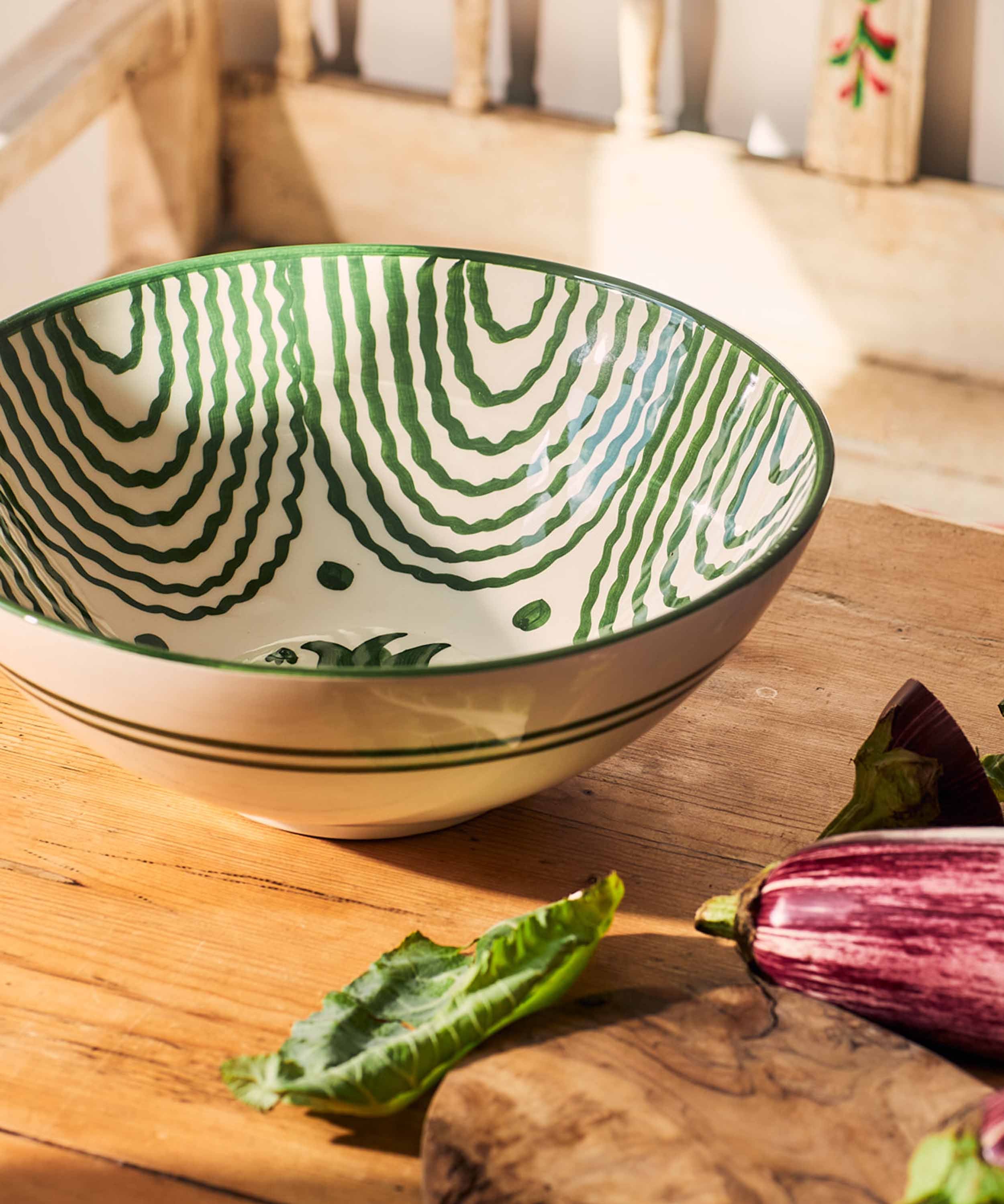 Late Afternoon Large Green Serving Bowl