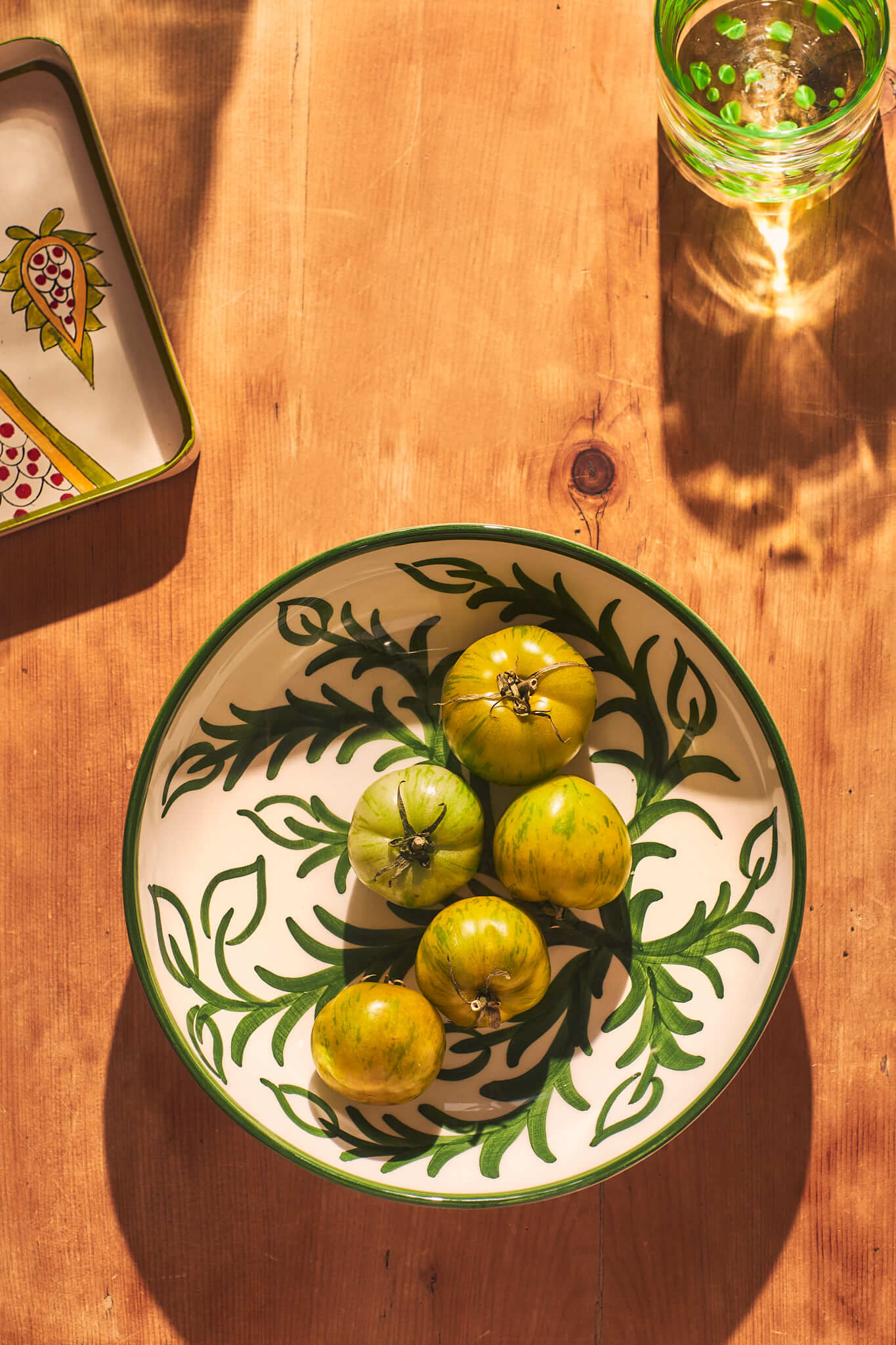 Late Afternoon Large Green Vina Serving Bowl