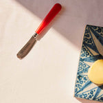 Late Afternoon Classic Red Butter Knife with antique tile