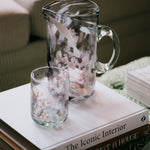 pink speckled glass pitcher/jug and tumbler