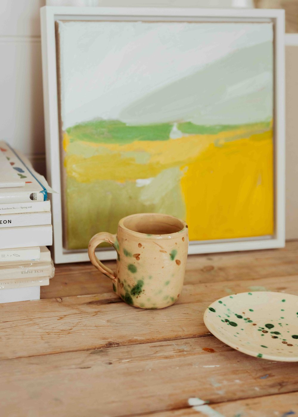 Yellow Speckled Mug Late Afternoon