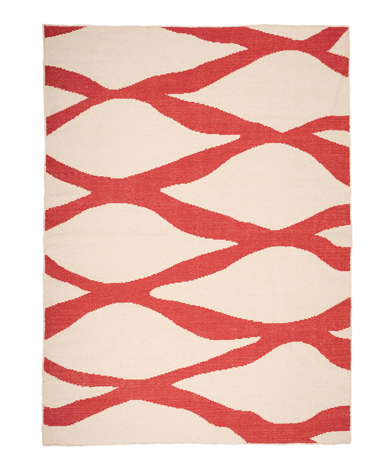 Late Afternoon Ondula Brick Red Wool Rug