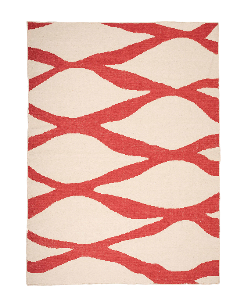 Late Afternoon Large Wool Ondula Rug in Brick Red | Handmade Wool Rugs