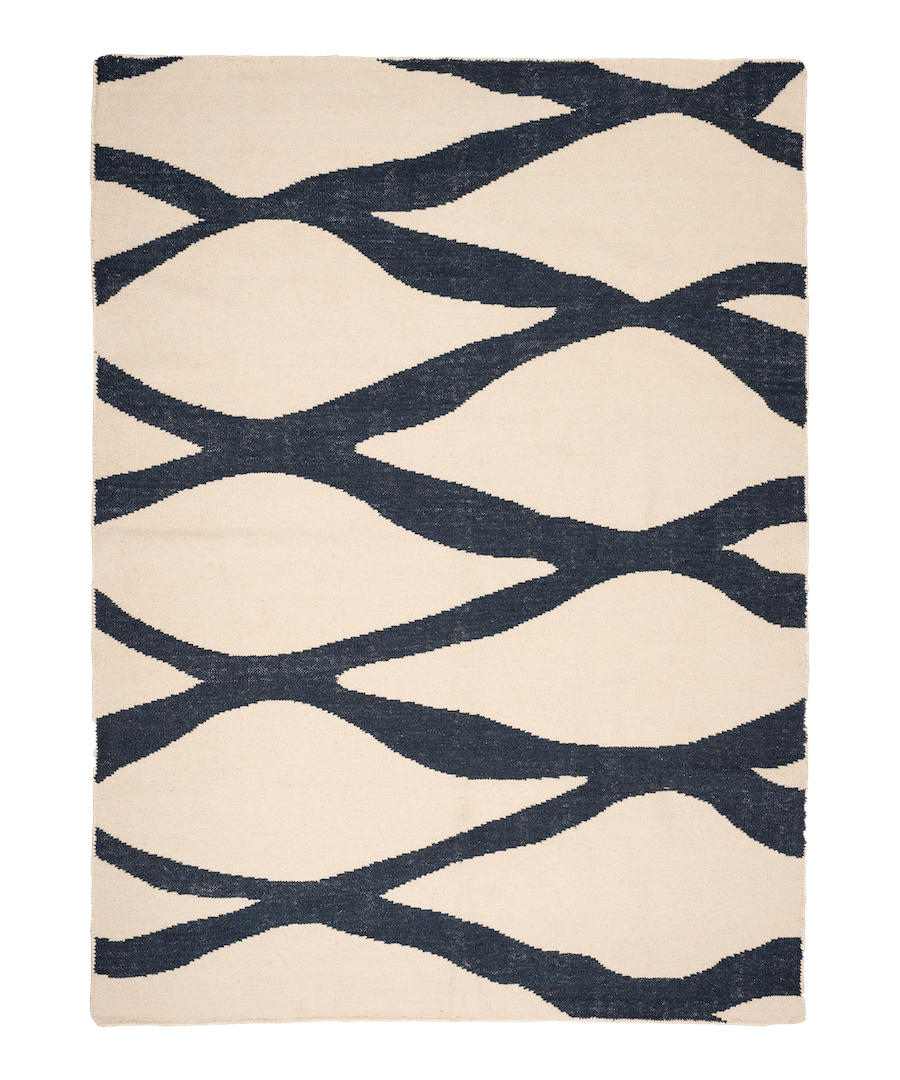 Late Afternoon Ondula Navy Blue Wool Rug