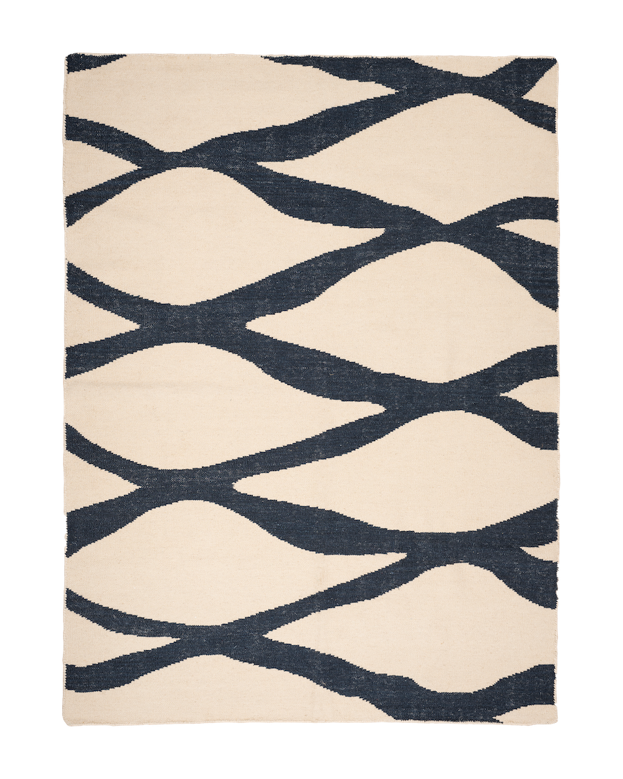 Late Afternoon Ondula Navy Blue Wool Rug