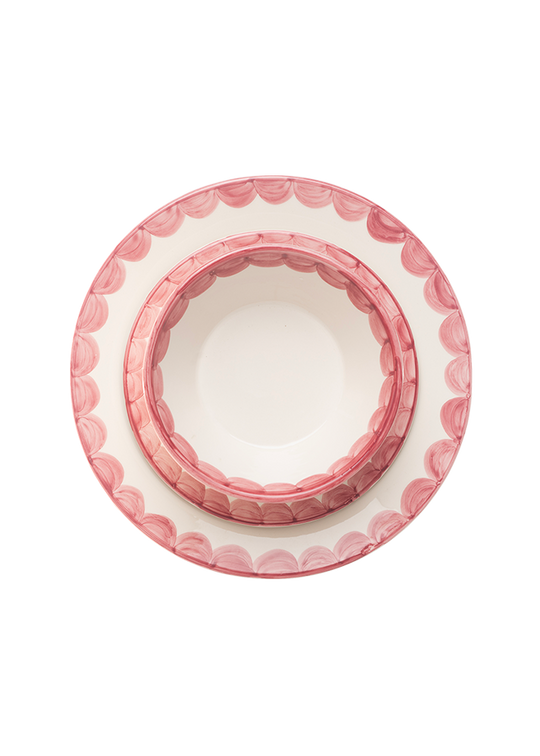 2-Toned Pink Scallop Glass Bowl 28cm main image 1
