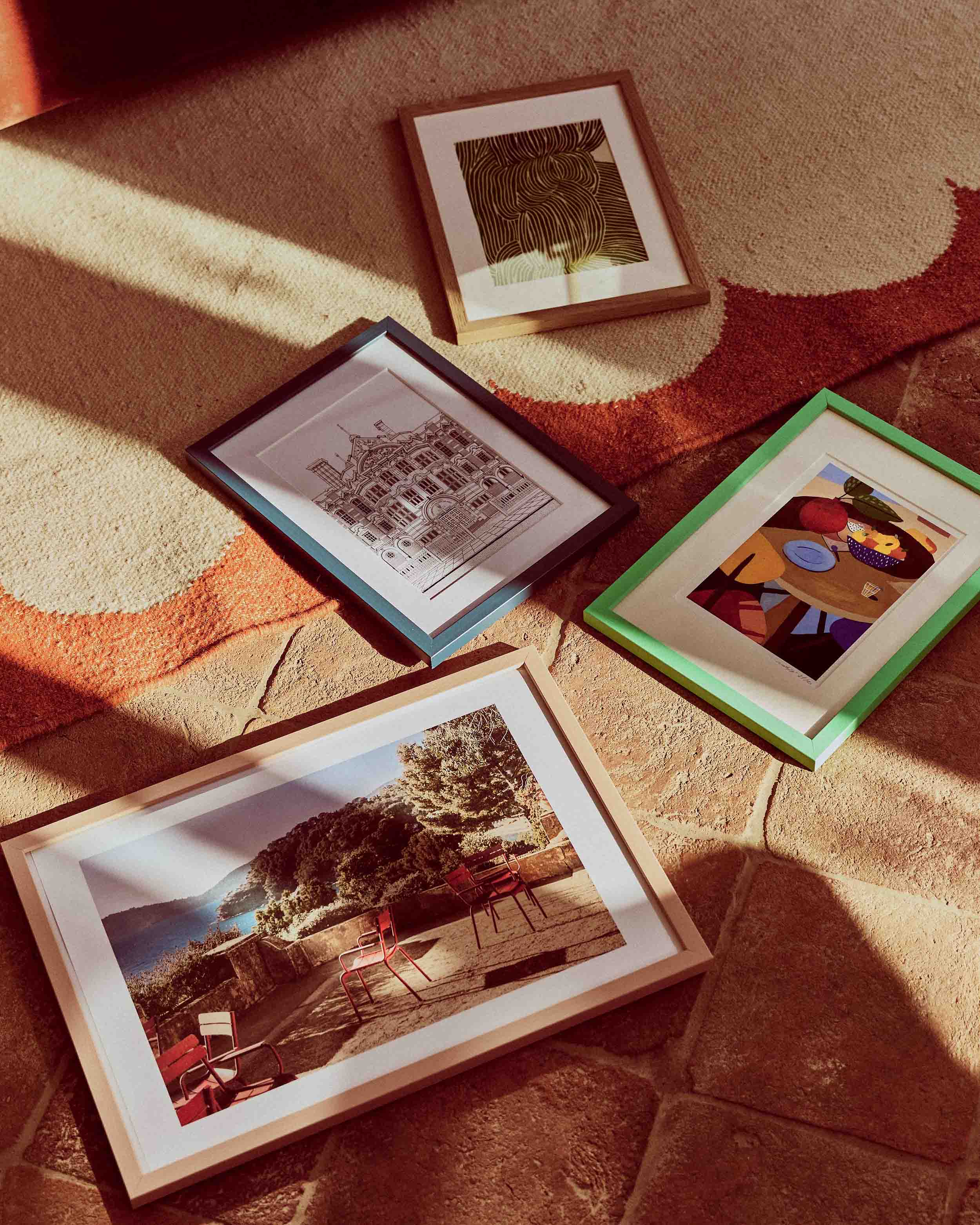 Late Afternoon Portico Rug in Rust with Picture Frames