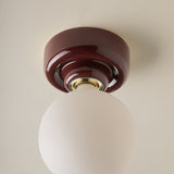 Punto Ceramic Ceiling & Wall Light, Burgundy