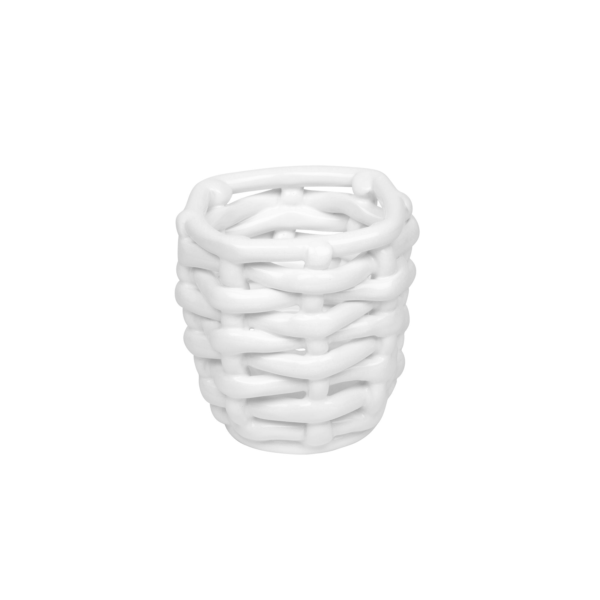 Late Afternoon Small White Basketweave Planter