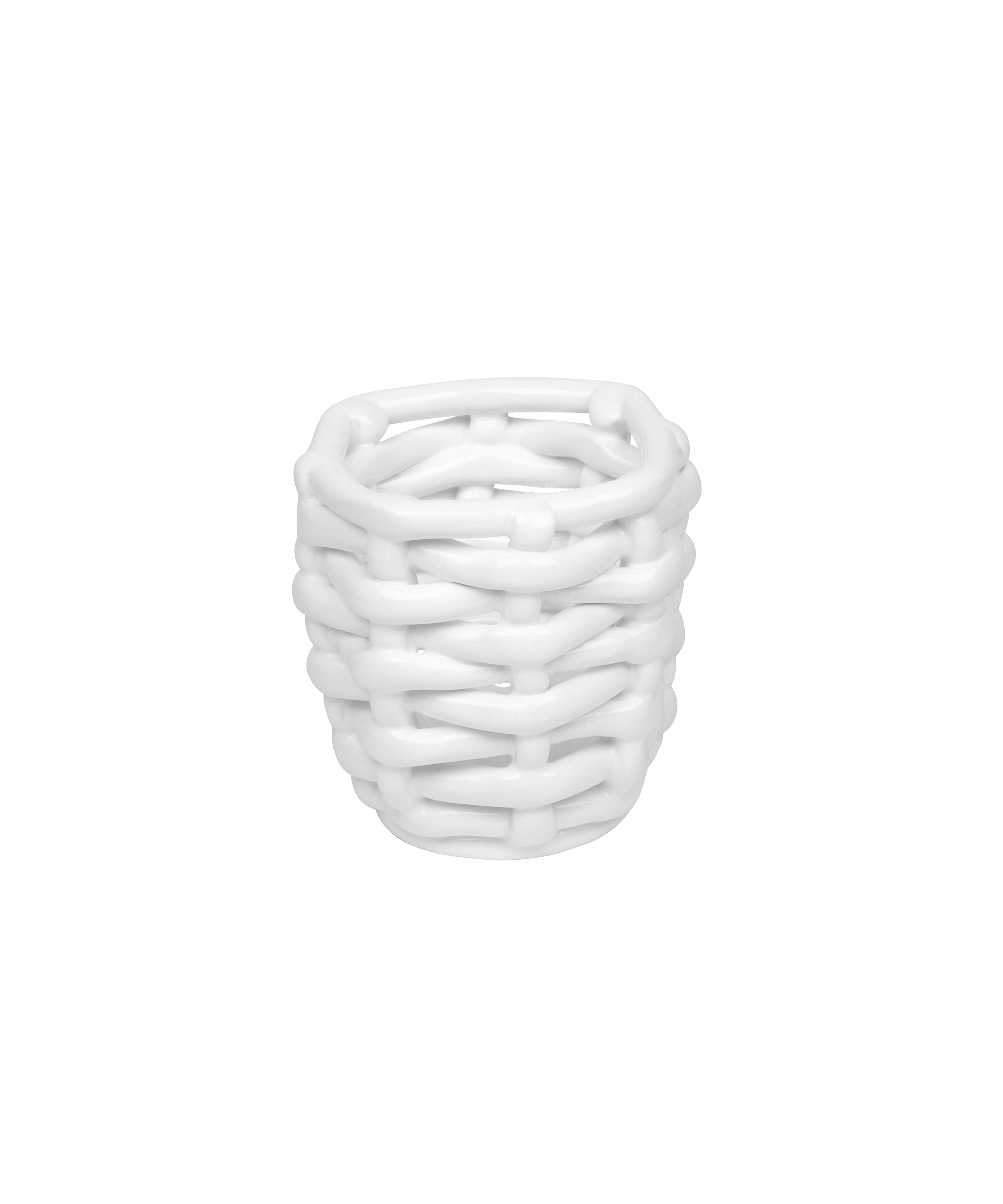 Late Afternoon Small White Basketweave Planter