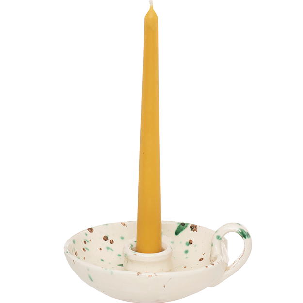 White Speckled Palmatorio Candleholder Late Afternoon