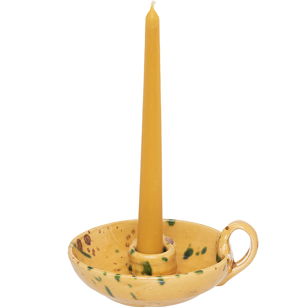 Yellow Speckled Palmatorio Candleholder Late Afternoon