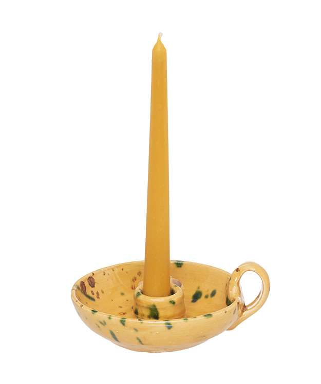 Yellow Speckled Palmatorio Candleholder Late Afternoon