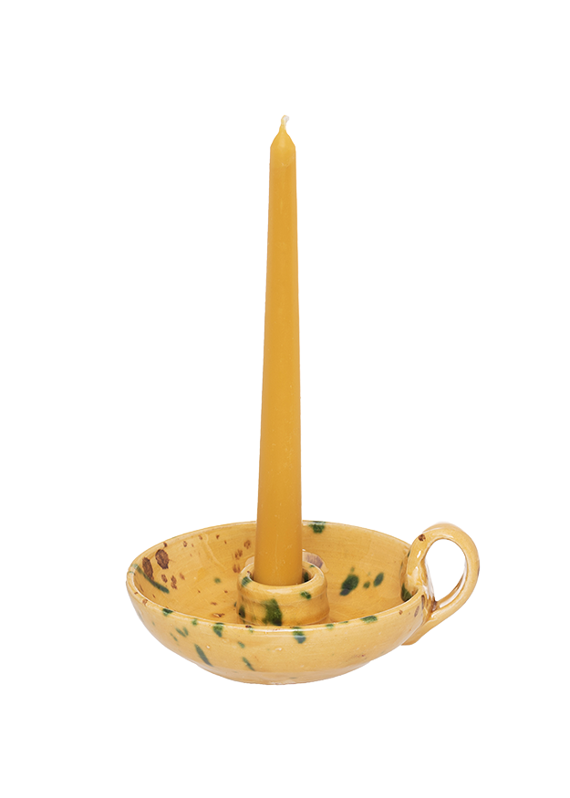 Yellow Speckled Palmatorio Candleholder Late Afternoon